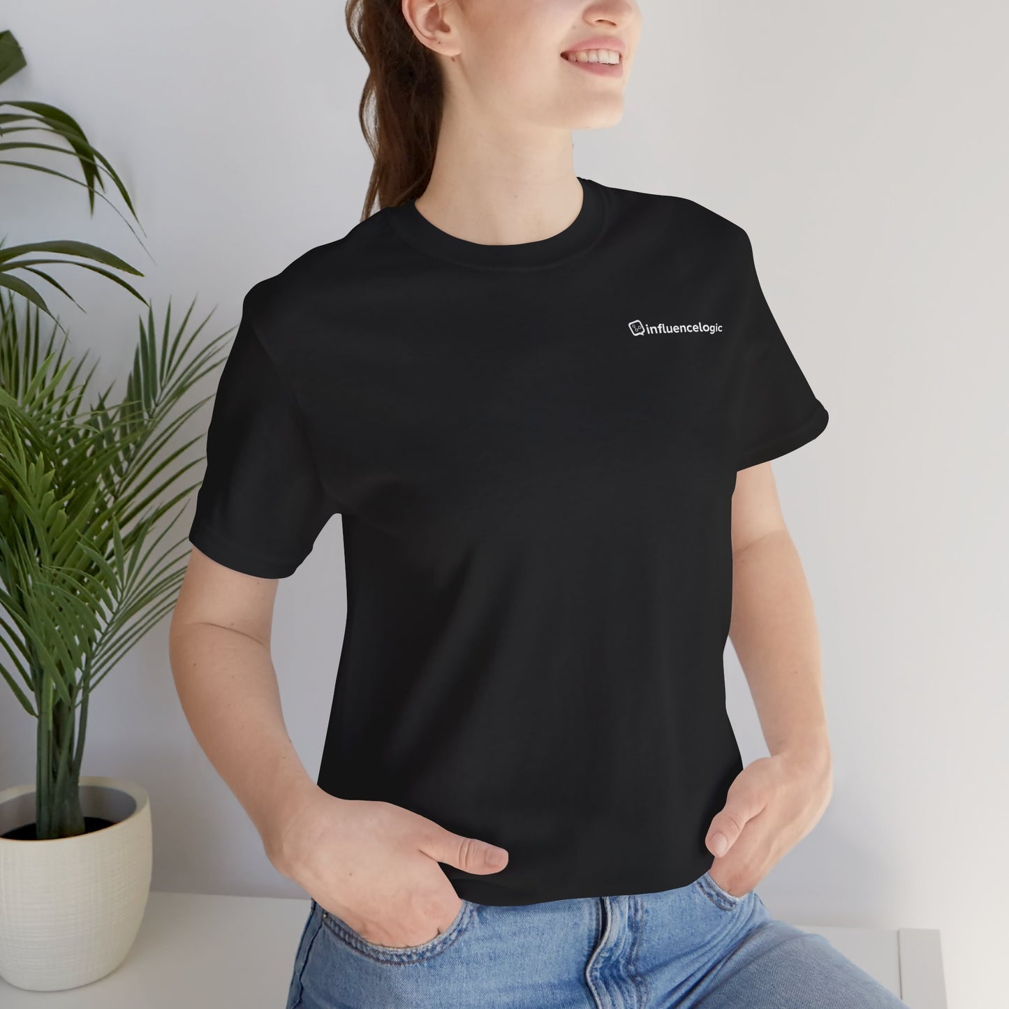 InfluenceLogic Black Unisex Jersey Short Sleeve Tee w/ Left Chest Logo