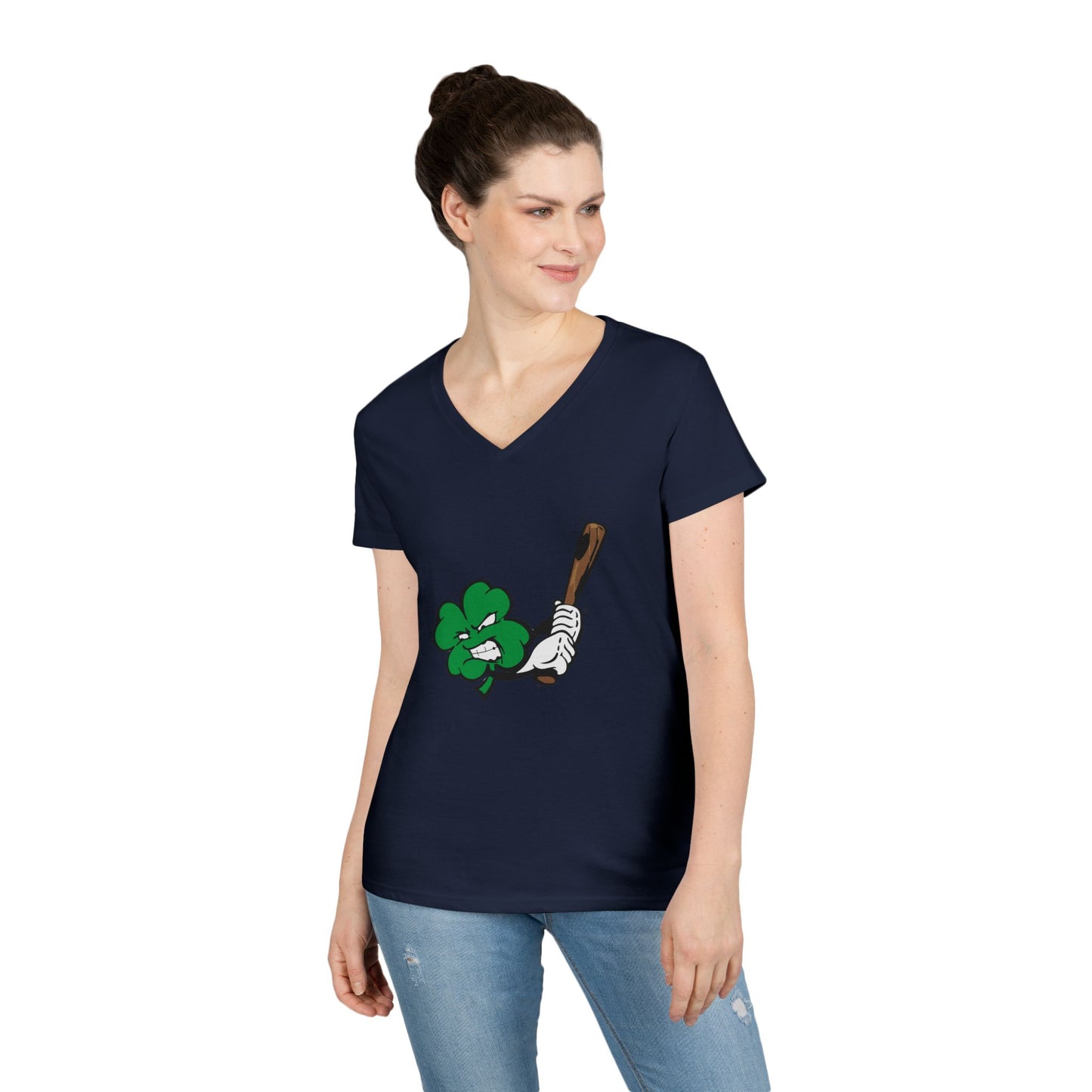 Clayton Clovers Angry Clover Ladies' V-Neck T-Shirt