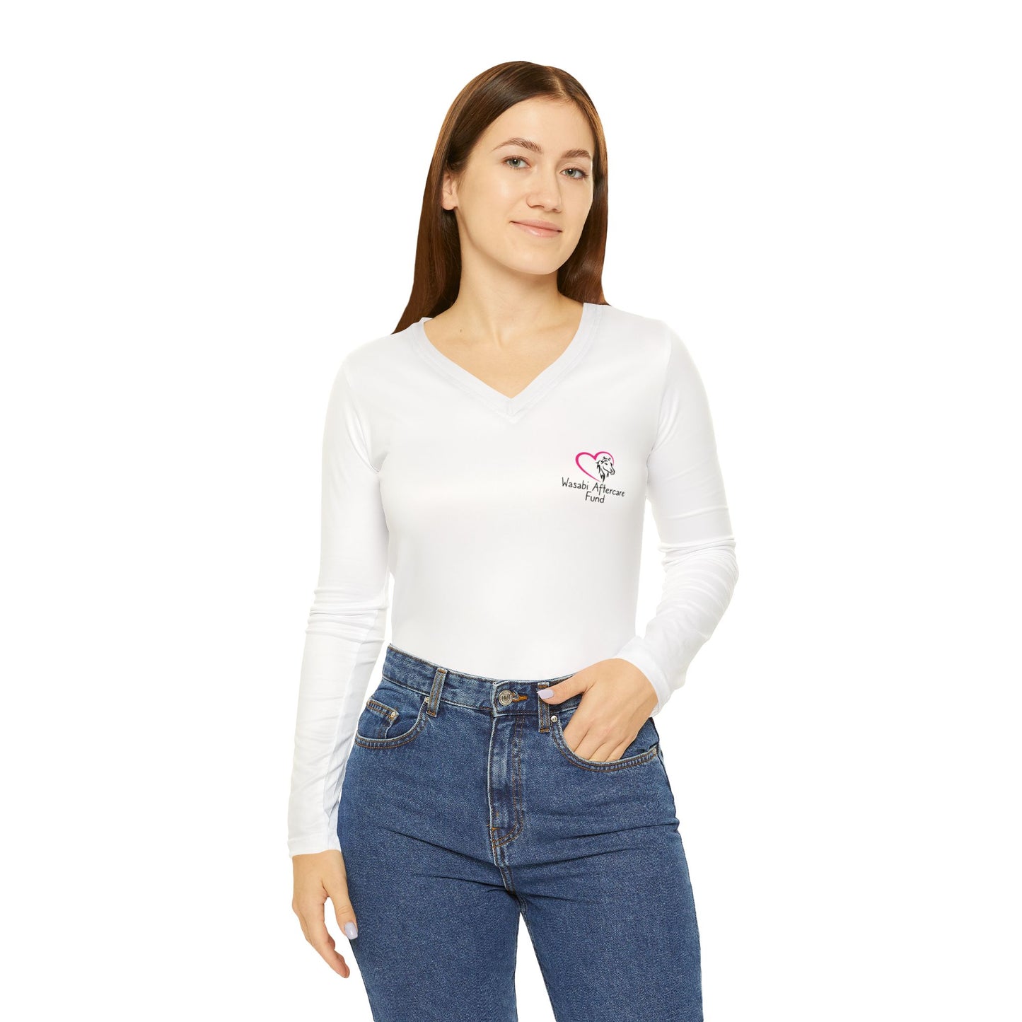 Wasabi Aftercare Fund Women's Long Sleeve V-neck Shirt