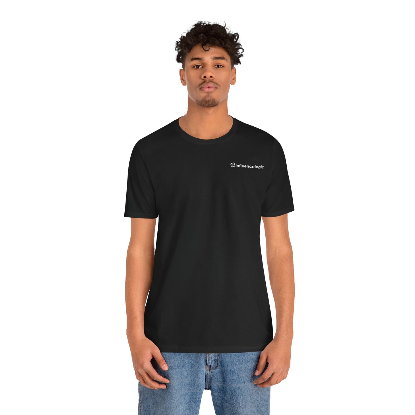 InfluenceLogic Black Unisex Jersey Short Sleeve Tee w/ Left Chest Logo