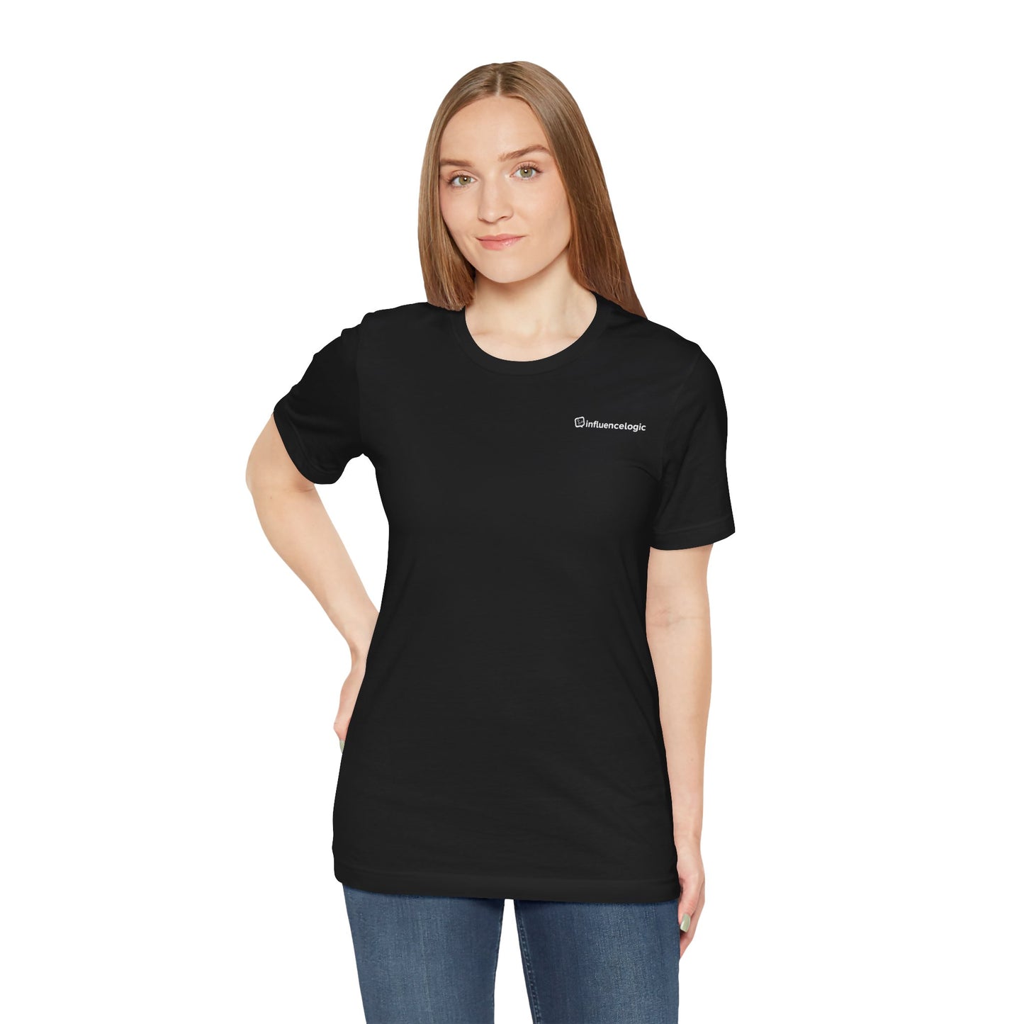 InfluenceLogic Black Unisex Jersey Short Sleeve Tee w/ Left Chest Logo