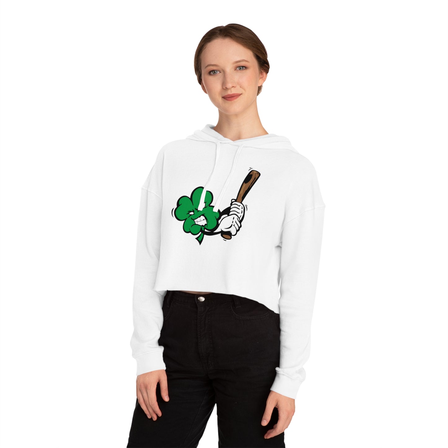 Clayton Clovers Angry Clover Women’s Cropped Hooded Sweatshirt