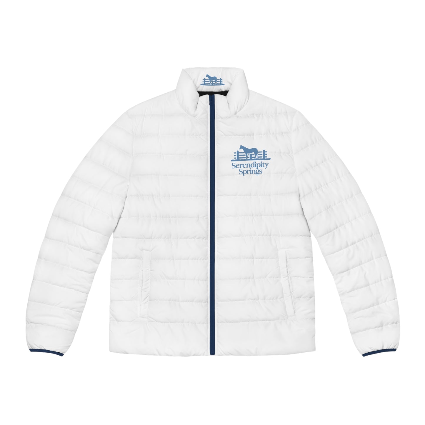 Serendipity Springs Farm Men's Puffer Jacket (White)