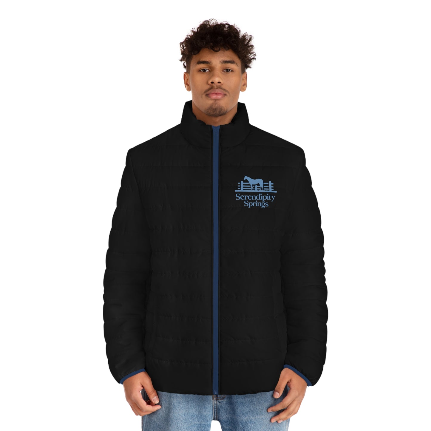 Serendipity Springs Farm Men's Puffer Jacket (Black)